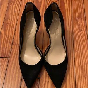 Jessica Simpson D’orsay black suede pumps